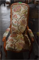 Fabric & Wood Armed Sitting Chair Very Clean