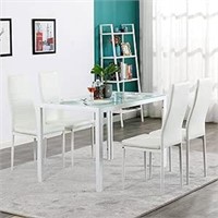 HomeBelongs Modern White Dining Table Set of 4 - S