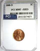 1969-D Cent MS67+ RD LISTS $8000