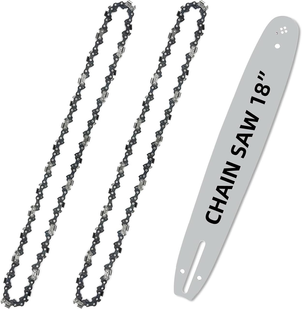 2 Pack 18 Inch Chainsaw Chain and Chainsaw Guide B