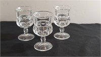 3pc Cordial Glasses King's Crown By Tiffin Glass