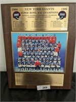 1986 NY GIANTS PLAQUE