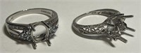 277 - LOT OF 2 STERLING SILVER RING SETTINGS (140)