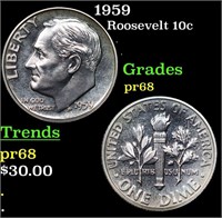 Proof 1959 Roosevelt Dime 10c Grades GEM++ Proof