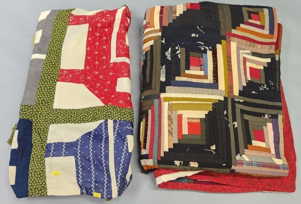 2 Quilts; Log Cabin & House
