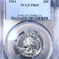 1964 Washington Silver Quarter PCGS - PR65