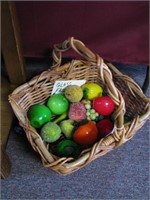 Basket with glass fruit
