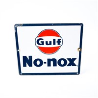 "Gulf" No Nox Gas Pump Porcelain Sign