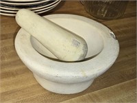 Vintage Pedestal & Mortar Stoneware Bowl