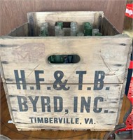 Wooden advertising crate and bottles