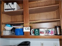TOASTER, CUPS, COFFEE SUPPLIES