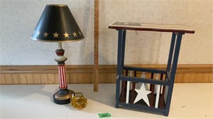 Patriotic themed lamp and small table