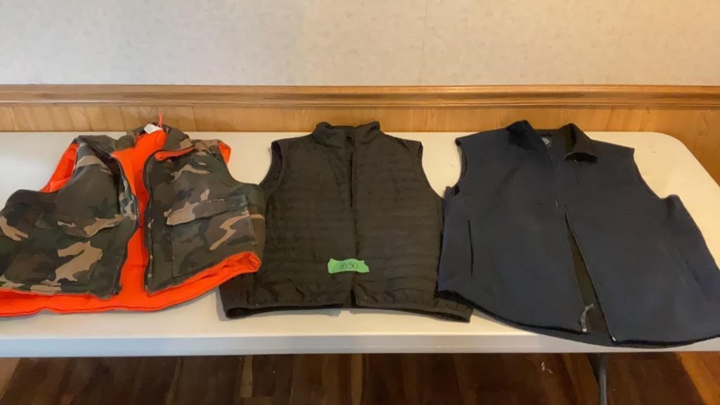 Men’s vests, two large and one medium