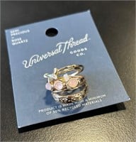 Rose Quartz and Butterfly Ring Set 5pc-SZ 7