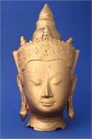 Thai Gilt Bronze Buddha Head,