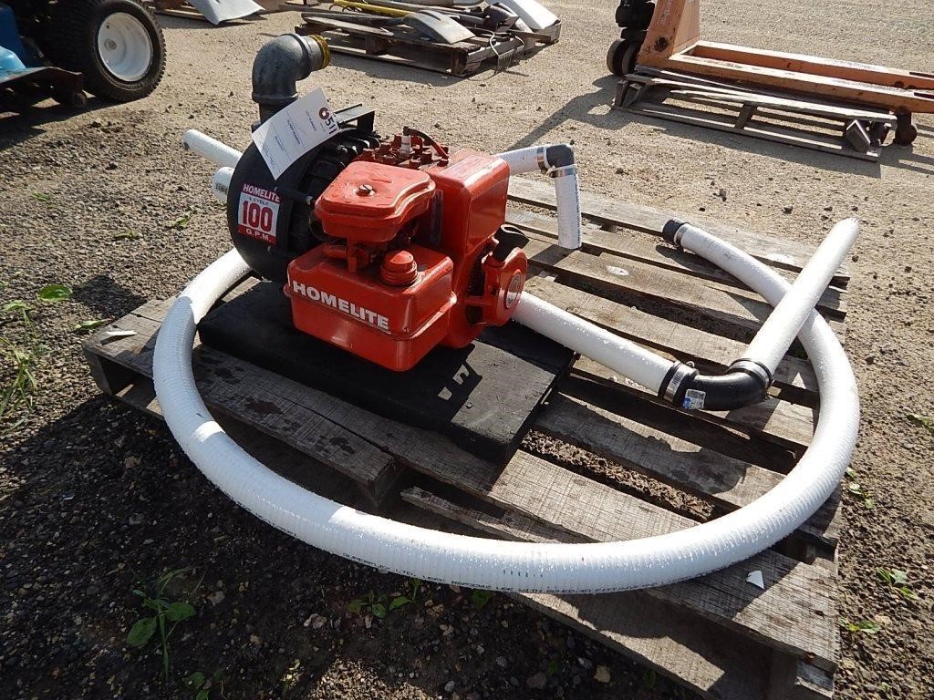 Homelite transfer pump with hose; 4 cycle; 100 GPM