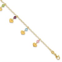 14 Kt-Polished Dangling Hearts Fancy Bracelet