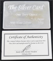 PYROMET THE SILVER CARD 1 OZ 999 FINE SILVER CARD