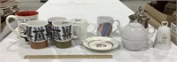 6 Coffee cups w/tea pot & plate