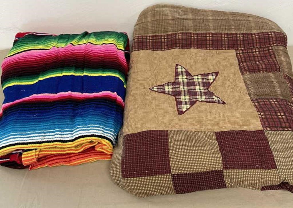 Patch Quilt & Multi-Color Blanket