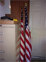 32"x60" & 30"x60" American Flags W/ Poles