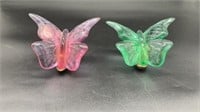 2 Fenton Iridescent Green Butterfly’s