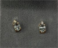 Zales 18K Diamond & Aquamarine Earrings