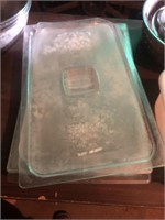 3 Stainless Pans with Plastic Covers