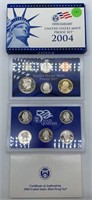 2004 US Mint Proof Set, 10 Total Coins, (5) State