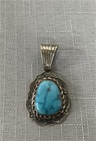 Southwestern Style Sterling Turquoise Pendant