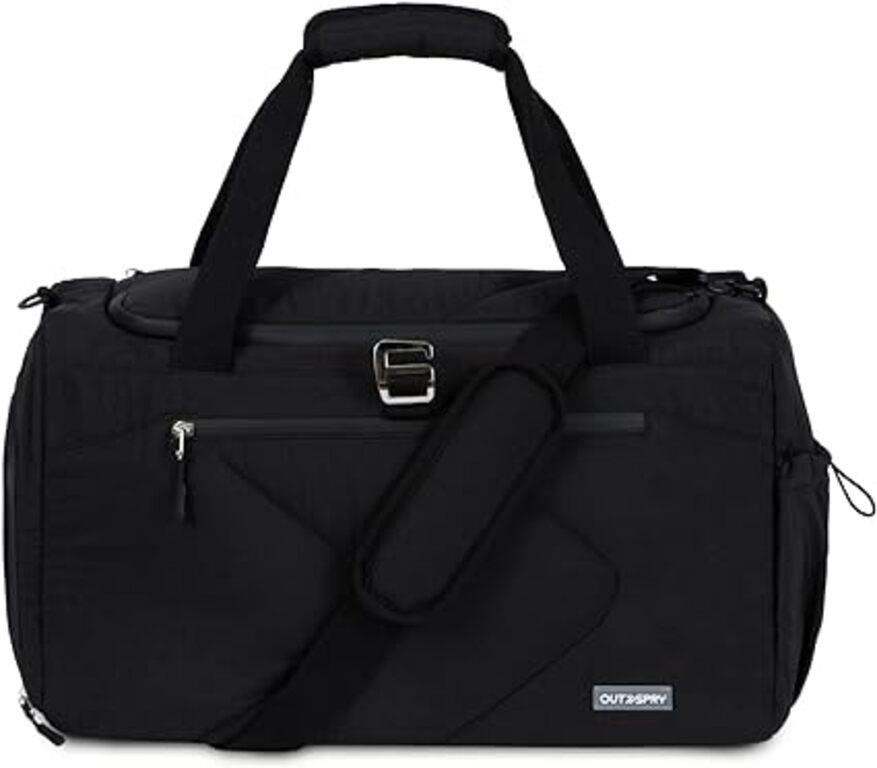 OutSpry 30L Gym Bag & Travel Duffle Bag, Black