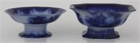 5 Flow Blue Pedestal Bowls