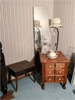 Side Table, Vintage Lamp, Fishing Lamp, Mirror