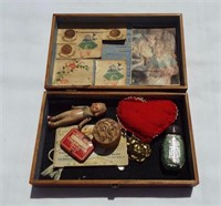 Victorian keepsake box with small treasures.