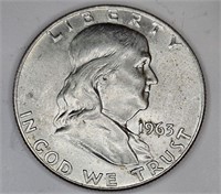 1963 d AU Grade Franklin Half Dollar