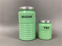 Jeanette   Sugar and Tea Jadeite Canisters