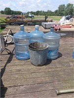 3 WATER JUGS GALVIZED BUCKET