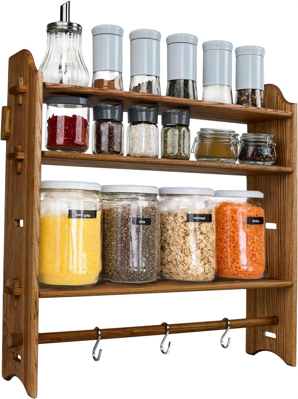 3 Tier spice rack  wall/kitchen  19.7x19.7 Teak