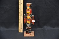 8.5" HAND CARVED AND PAINTED TOTEM POLE
