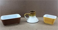 Vintage Pyrex Brown/ Yellow Butter Dishes w/ Mug