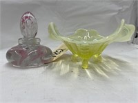 2 pcs-Opalescence Bowl & Blown Paperweight