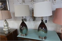 Pair of Blue multicolored glass lamps