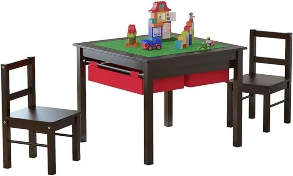 Utex Wooden 2 In 1 Kids Construction Play Table