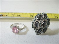 Black OnyxStone & PinkStone Rings Sizes 8 3/4 & 10