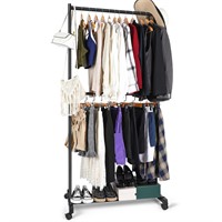 DoubleFill 1 Pack Clothes Rack with Wheels Double