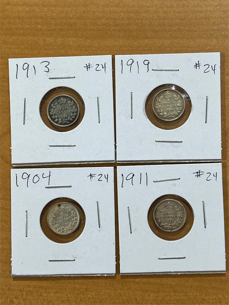 4- Cdn $.05 Coins (1904-1919)