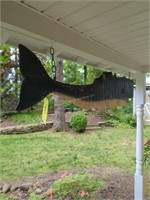Hanging Wooden Whale Figure 60 In