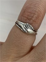 Ring Size 6 (2 piece hands clasped) 925 Silver
