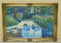 Oil on Canvas of a Garden Setting, Signed.
