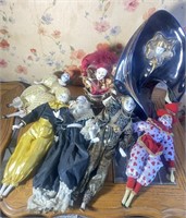 Lot of Porcelain Clown Dolls